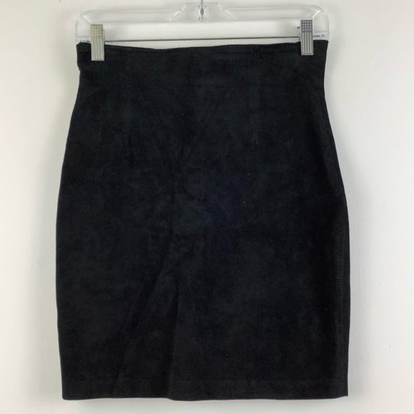 Vivienne Tam Dresses & Skirts - Vintage Vivienne Tam Suede Leather Skirt in Black